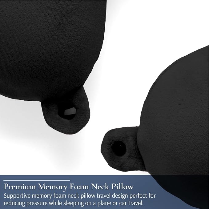 Brookstone Travel Neck Pillow - Lightweight U-Shaped Memory Foam Travel Pillow for Airplane, Car Travels & Sleeping, Black | Brookstone Travel Neck Pillow Lightweight U-Shaped Memory Foam Pillow - Image 5