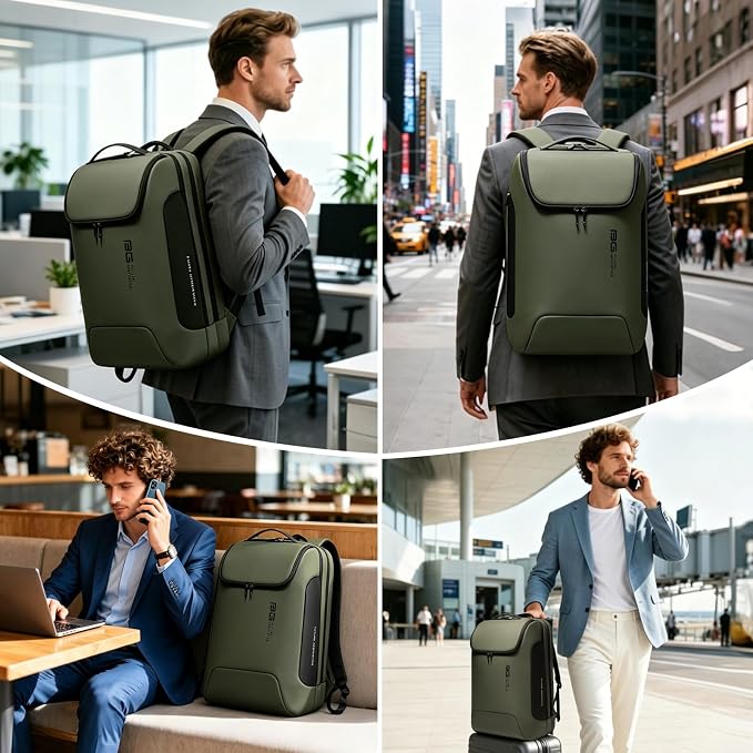 BANGE Men's Laptop Backpack for 17.3Inch Notebook,Airline Approved Travel Backpacks,Business High Tech Backpack with Water Bottle, Work Business Backpacks for Men and Women - Image 7