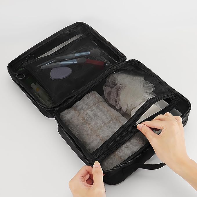 TSA Approved Toiletry Bag, Clear Makeup Bags with Multi Layer Mesh Pockets, Portable Large Capacity PVC Cosmetic Bags with Zipper for Travel Essentials - Image 7