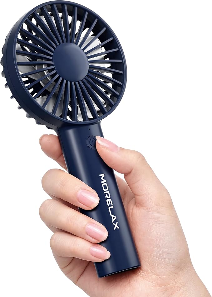 Jancane Handheld Fan, USB Rechargeable Mini Portable Fan with Base, 10H Battery, Strong Wind, Small & Powerful, Cute Design for Travel, Makeup, Girls Women Summer Gift (Dark Blue) - Image 2