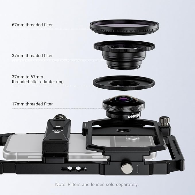 NEEWER Universal Phone Cage Video Rig Stabilizer with 17mm to 37mm & 67mm Lens Filter Adapter Ring Accessories Compatible with iPhone Android Samsung for Video Recording Streaming Photography, PA058 - Image 3