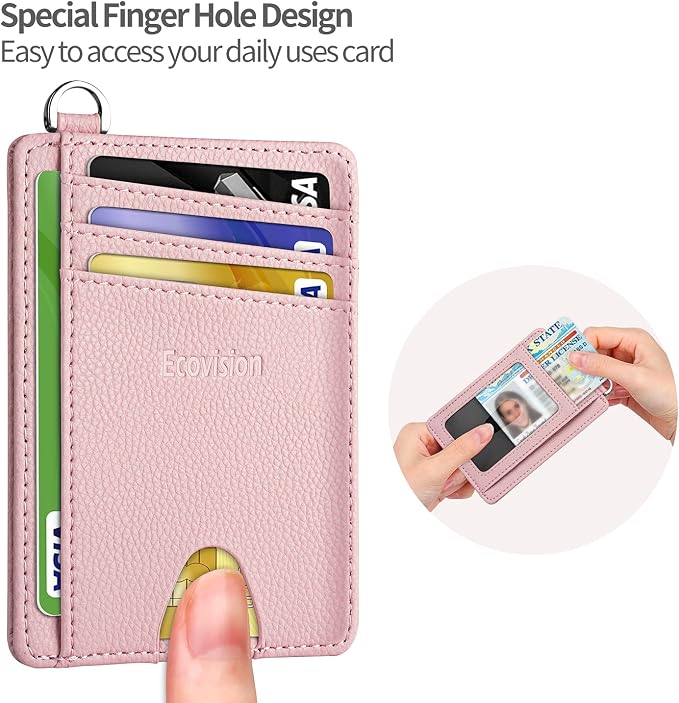 Slim Minimalist Front Pocket Wallet, RFID Blocking Credit Card Holder Wallet with Detachable D-Shackle for Men Women - Image 6