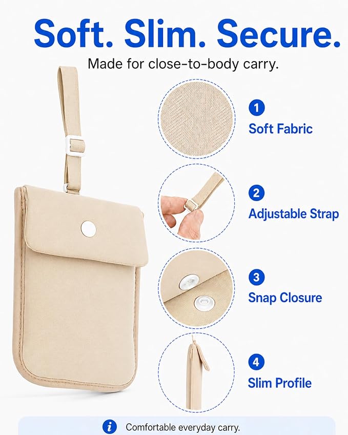 RFID-Blocking Travel Bra Wallet, Hidden Money Pouch with Elastic Strap | Ideal Secret Pocket to Protect Your Passport, Credit Cards, Cash and Valuables Under-Clothes, Nude, Bamneat - Image 3