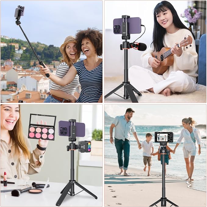 VRIG 21.6" Extension Pole Tripod for DJI Osmo Pocket 4/3,Insta360 Luna Ultra, Mini Selfie Stick Tripod Stand Handle Grip for Insta360 X5,Xtra Muse Webcam Canon G7X Mark III Sony Cameras Vlogging - Image 8