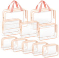 TISRATOK 10 PCS Clear Travel Bags for Toiletries, Clear Makeup Bags （Pink） | 3 Size plastic clear bags with zipper handbag, TSA approved cosmetic pouch for travel, swimsuit,toy storage bags by TISRATOK