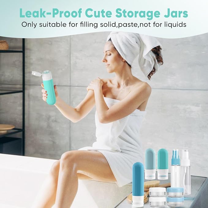 Travel Bottles for Toiletries 18Pack Containers Travel Size Toiletries | TSA Approved Leak Proof Refillable Liqus Shampoo And Conditioner travel Essentials toiletry Bottles Blue - Image 5