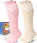 Thick Soft Cotton Compression Socks | 2 Pairs 15-20mmHg Cushioned Soft Breathable Comfortable Knee High Compression Socks for Women Men, Pregnancy Travel Nurse by Lalapapa