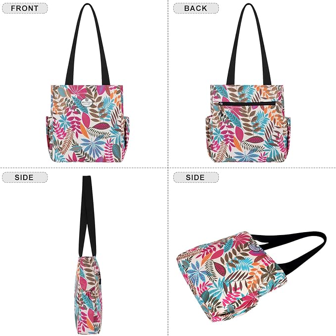 HUA ANGEL Floral Tote Bag - Casual Shoulder Bag Daily Tote Bag with Zipper Gym Travel Shopping Work Handbag for Women - Image 6