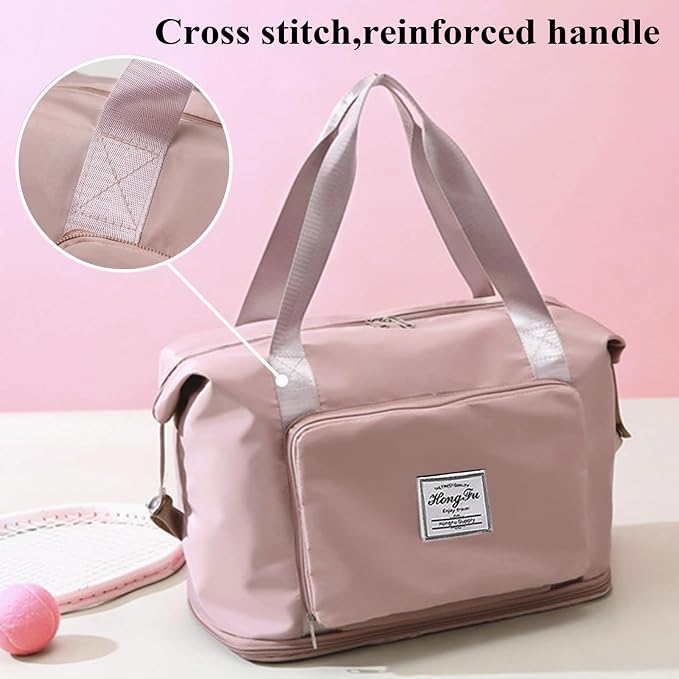 INVODA Travel Bag for Women Expandable Weekender Overnight Bag Carry on Sports Tote Gym Bag Waterproof Foldable Duffel Bag (Dark Pink) - Image 8