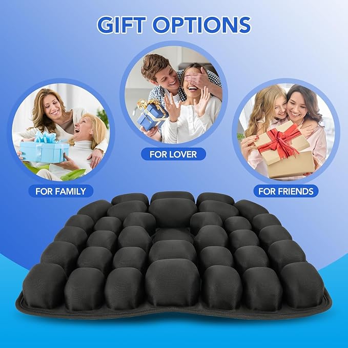 34 Air Cell Self-Inflating Seat Cushion, 3D Air Bubble Design for Tailbone Pain & Hemorrhoid Relief, Pressure Relief Cushion for Office Chair, Car, Wheelchair, Airplane Travel, Home (No Pump Needed) - Image 10