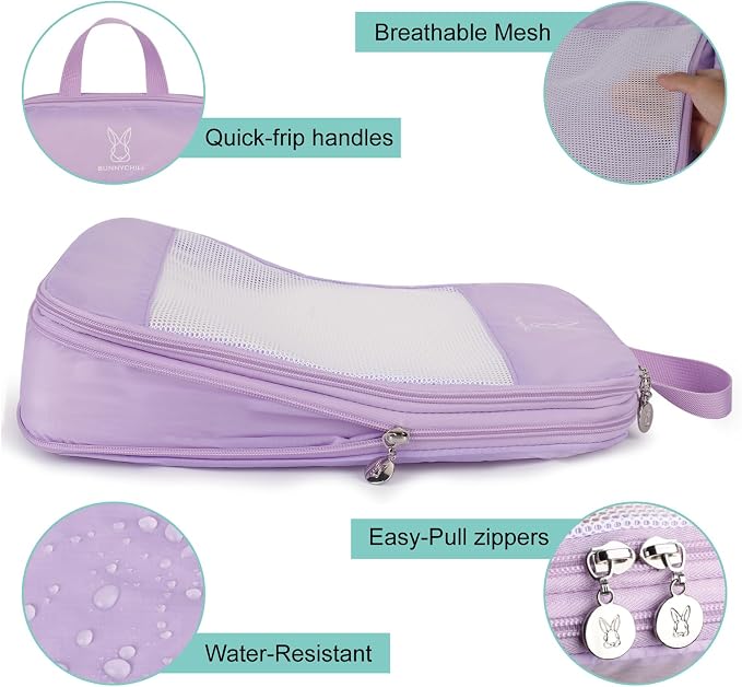 6/8 Set Space Saving Compression Packing Cubes Lightweight Packing Cube | Expandable Space-Saving Compression Cubes 6 Set Lightweight Travel Luggage Packing Cubes Organizer Essentials Smooth Zippers - Image 6