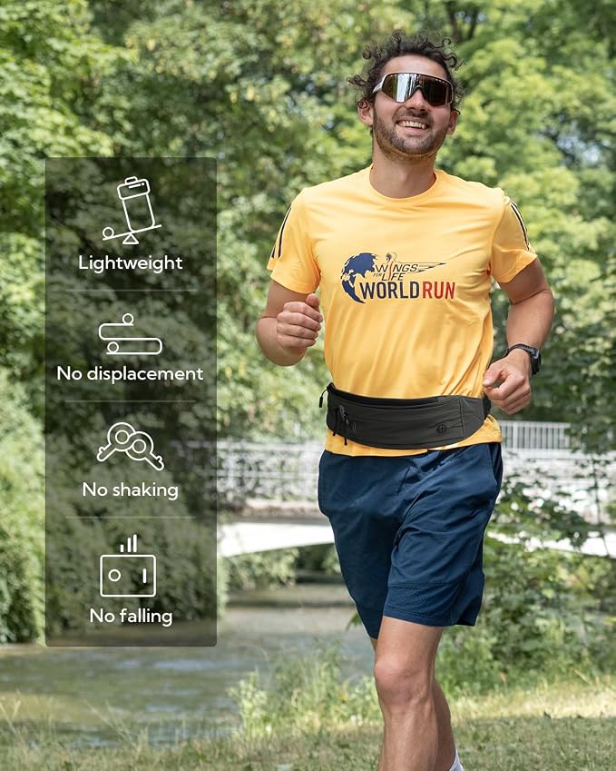 WATERFLY Running Belt Fanny Pack:Phone Holder Belt for Men Women | Lightweight, Soft and breathable fabric,SBS zipper, adjustable waist belt, Zero bounce, Suitable for running workout Fitness - Image 2