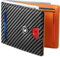 GSOIAX Slim Wallet for Men RFID Blocking Bifold Wallet Carbon Fiber Front Pocket Wallet with 11 Card Holder Minimalist Mens Wallet with Gift Box(Carbon Orange) by GSOIAX