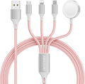 Amasuki Travel Essentials,4 in 1 for Apple Watch Charger/iPhone Charger/Multi Charging Cable,Vacation RV Camping Essentials,USB C/L/Micro Portable Charger for iWatch 11-1/iPhone 17-12,Car&Gift-Pink by ChargeBeyondPowerWithin