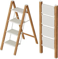 Mayi Plus 4 Step Stool Foldable, Aluminum, Lightweight Step Ladder | Extra-wide anti-slip folding steps with 330 lbs, for home,kitchen,office,outdoor,White & Woodgrain. by MAYIPLUS