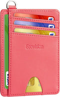 Slim Minimalist Front Pocket Wallet, RFID Blocking Credit Card Holder Wallet with Detachable D-Shackle for Men Women by Ecovision