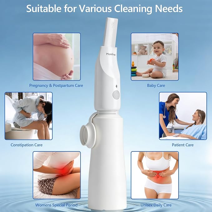 Portable Bidet for Travel - Rechargeable Electric Travel Bidet Peri Bottle with Adaptor & 3 Speed Modes, IPX7 Waterproof Portable Bidet for Women Men Baby Pregnancy Postpartum Personal Hygiene - Image 2