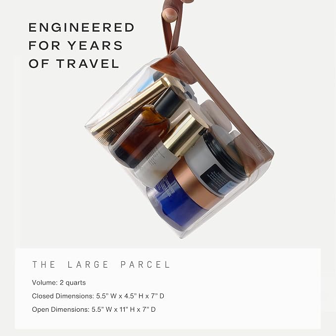 Cadence Parcel - Clear Travel Kit with Zipperless Magnetic Closure - Chestnut, Large - Durable, Leak-Resistant and TSA Approved Toiletry Bag - Modular Organization - Recycled TPU (2 Qt) - Image 5