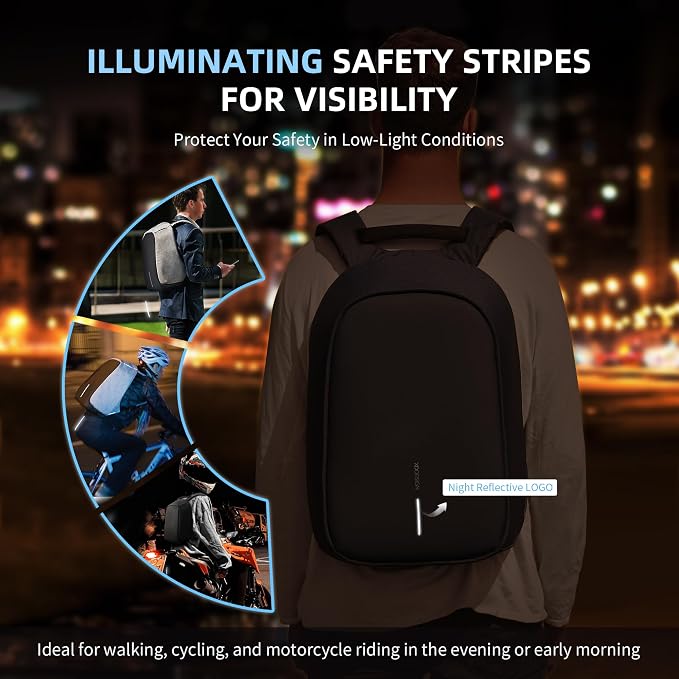 XDDesign Bobby Original 12.5L Anti Theft Laptop Backpack, 15.6" Laptop&9.7" Tablet Sleeve,Slash-resistant,Water Repellent,Shockproof, USB Charging Port Travel Carry on Flight Approved for Men&Women - Image 6