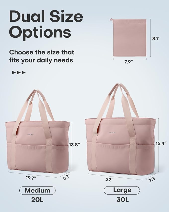 HOTOR Tote Bag for Women, Large Foldable Travel Shoulder Bag with Pouch | Work School Travel, Nurse Teacher Student, Zipper Closure Storage Pouch, Lightweight Durable - Image 3