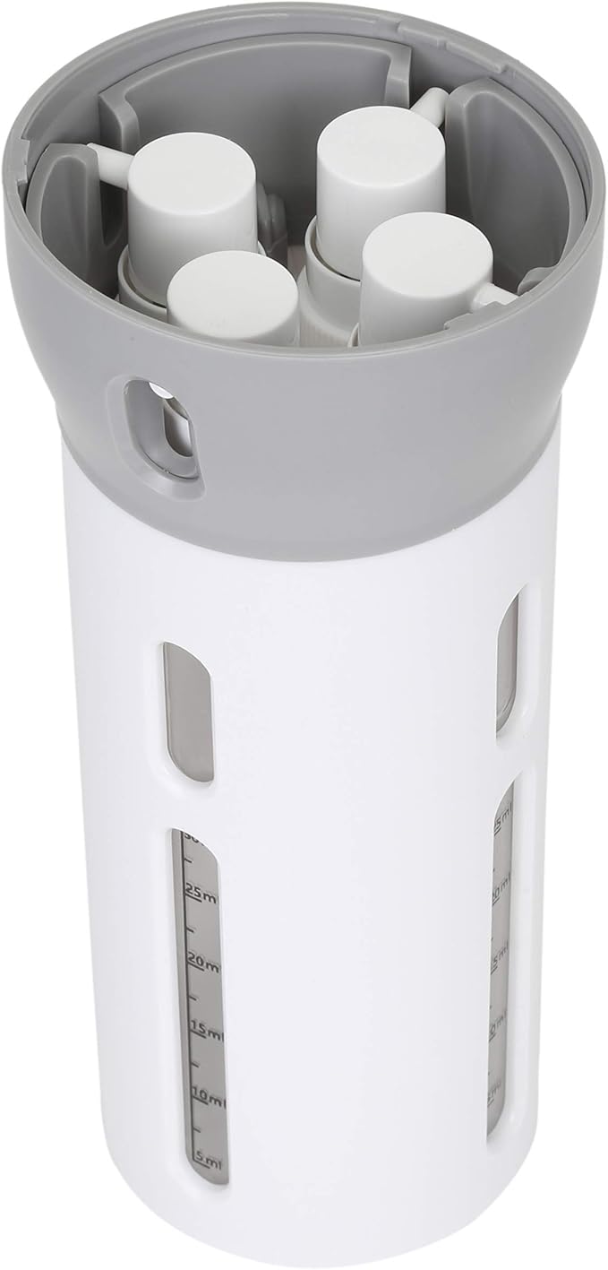 Travigo 4-in-1 Travel Dispenser Bottle, TSA Approved, Leak Proof, Four Reusable 1.4 oz. (40 mL) Toiletry Containers for Shampoo, Conditioner, Soap, Lotion, Skincare (Gray) - Image 7
