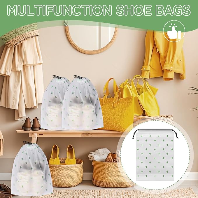 Shoe Bags for Travel, Waterproof Drawstring Shoe Bags for Packing | 15.7" x 11.8" Large Dustproof Portable Travel Shoe Storage Bags Travel Essentials Women and Men - Image 6