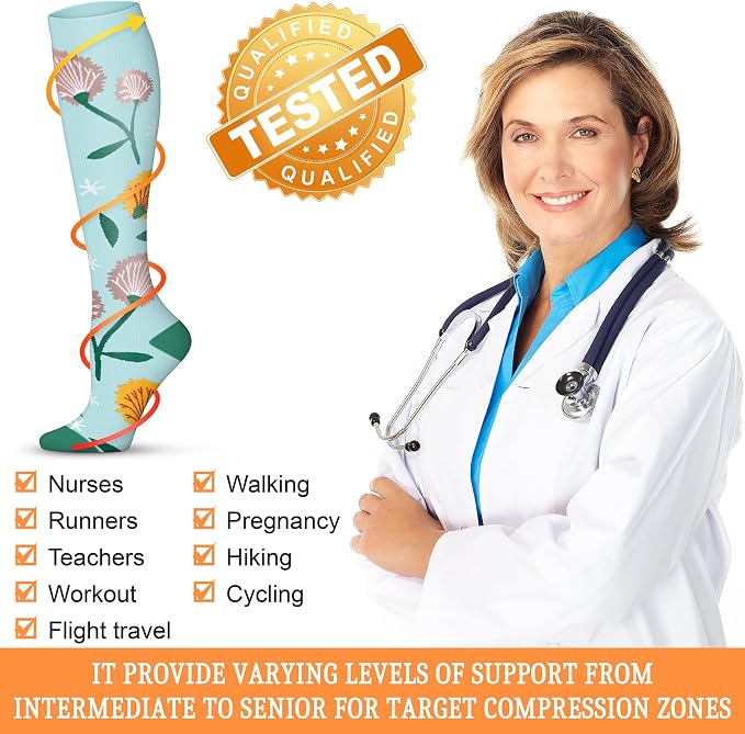 QUXIANG Compression Socks for Women & Men 15-20 mmHg, Best for Medical, Nursing, Running, Athletic, Varicose Veins, Travel - Image 5