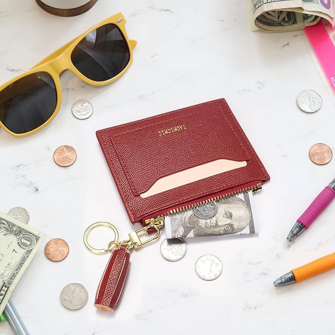 Valentoria Slim RFID Blocking Card Holder Small Pocket Wallet Keychian Zipper Coin Purse Mini Cash & Coin & Cards Case for Women Men | Slim - Image 9