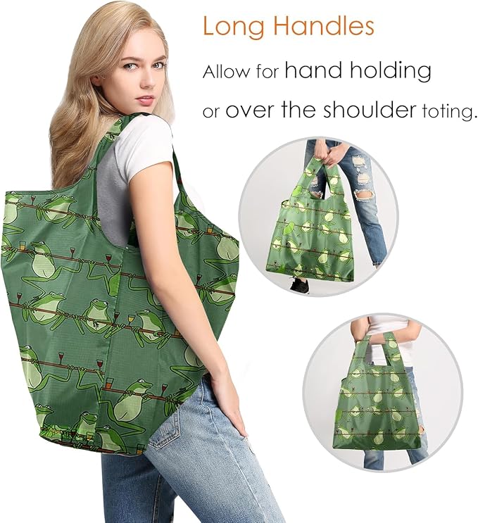 BeeGreen Animals Lover Gifts for Women Animals Reusable Grocery Bags Shopping Bags Bulk 6 Pack 50LBS X-Large Foldable Hedehog Cats Dogs Frog - Image 8