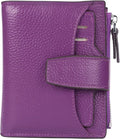 Women's RFID Blocking Leather Small Compact Bi-fold Zipper Pocket Wallet Card Case Purse with id Window by AINIMOER