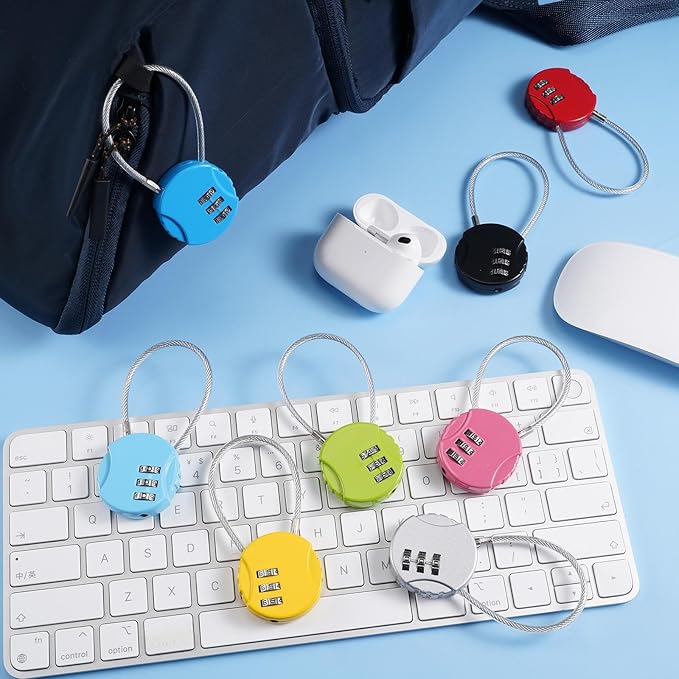 8 Pack 3 Digit Combination Cable Padlock,Multi Color | Resettable for Gym Locker Luggage Backpack, Waterproof Outdoor Security, Small Combo Lock for Travel School Storage - Image 6
