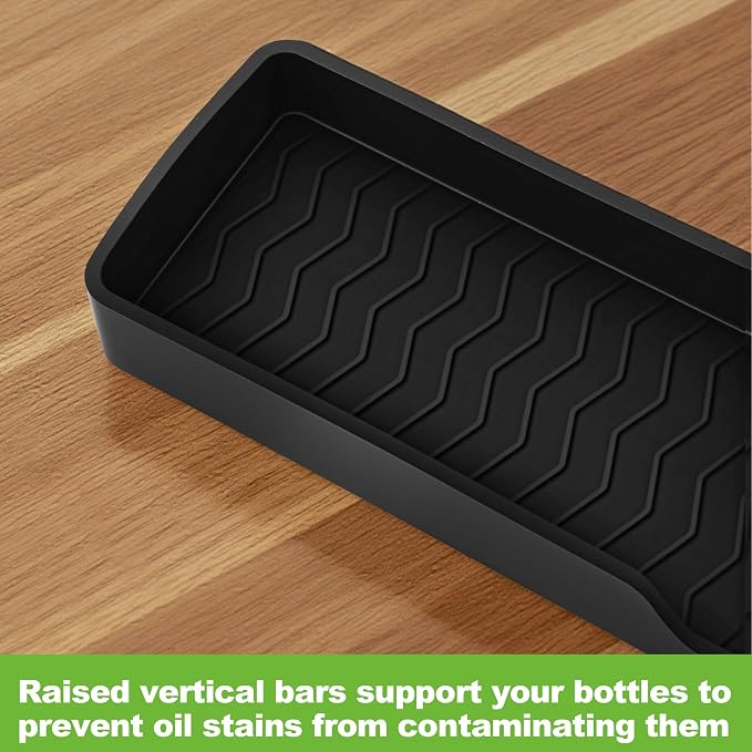 30 Inch Magnetic Stove Top Shelf | 3-Zone Kitchen Organizer with Anti-Slip & Anti-Fall Design | Heat Resistant (-40°F to 446°F) Food-Grade Silicone Spice Rack for Flat-Top Stoves, Black - Image 6