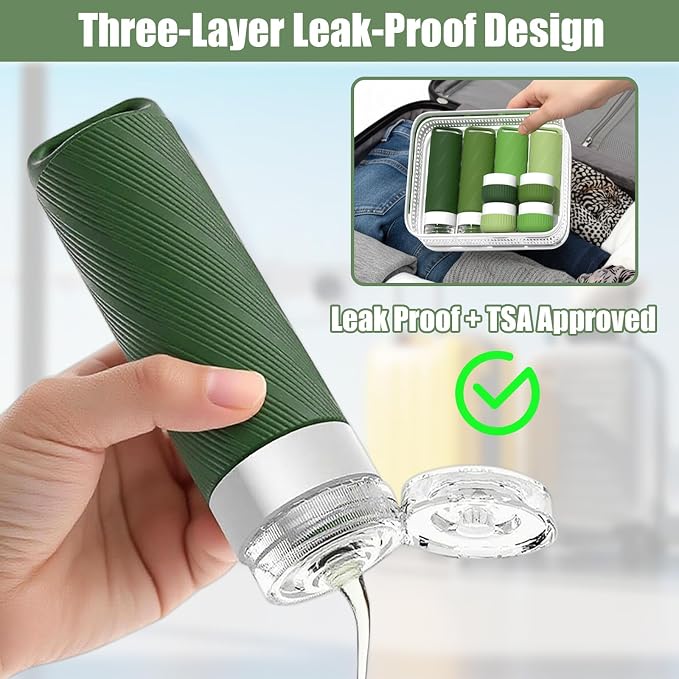 Travel Toiletry Containers 26Pcs Silicone Leakproof TSA Approved Set | Travel Bottles with Hanging Holes & Carabiners, Space Saving Portable, Easy Clean for Trips and Weekend Getaways - Image 3