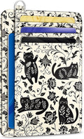 Yonlevres Cat Credit Card Holder Small Wallet Women RFID Blocking Slim Cute | Front Pocket, Handy, RFID Blocking, Woman Girls Ladies Gifts, D-ring for Keychain,Thin Mini Card Case, ID Window, PU Leather by Yonlevres