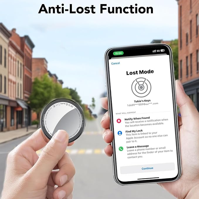 Air Tracker Tag-1 Pack (iOS Only), Smart Key Finder for Bag, Luggage | [MFi Certified] Wireless Bluetooth Tracker Tag for Apple Find My, Replaceable Battery, 100dB Sound, IP67 Waterproof, Black - Image 4