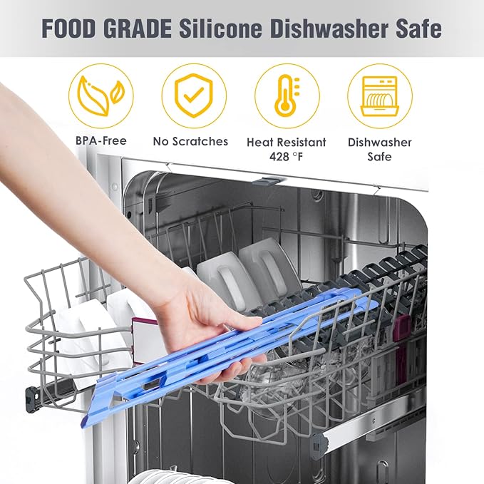 Tomorotec Triangle Roll Up Dish Drying Rack with Silicone Coating, Blue | 304 Stainless Steel with BPA-Free Silicone, Triangle Design Maximizes Sink Corner Space, Fits Compact Kitchens And RVs - Image 5