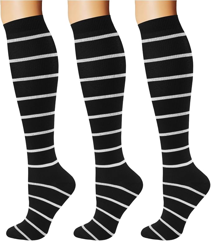 Breslatte Compression Socks for Women Men 15-20 mmHg | Graduated compression stockings knee high athletic support socks for travel running flying nurse pregnant by Breslatte