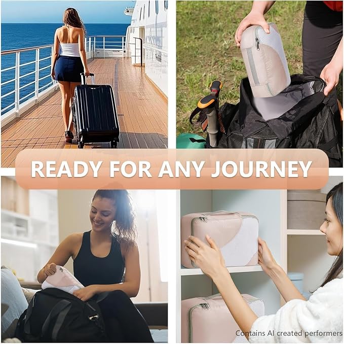 10 Set Packing Cubes for Travel, Gifts for Women Mom,Anti-Tearing Suitcase Organizer for Luggage with Shoe & Hanging Toiletry Bag,OlarHike Vacation Essentials & Accessories for Cruise Ship - Image 9