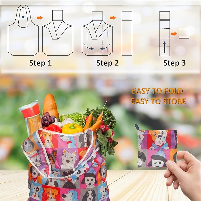 Grocery Reusable Shopping Bags, 4 Pack 50Lbs Foldable Large Washable Market Bags, Compact For Easy Storage, Light Weight Sturdy Cloth Bags For Storage Gifts For Women - Image 4