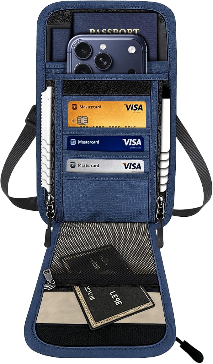 Travel Neck Wallet RFID Blocking – Hidden Passport Holder & Anti-Theft Money Pouch for Men & Women, Lightweight Concealed Undergarment Organizer with Adjustable Strap, Secure Document Holder by Vastsky