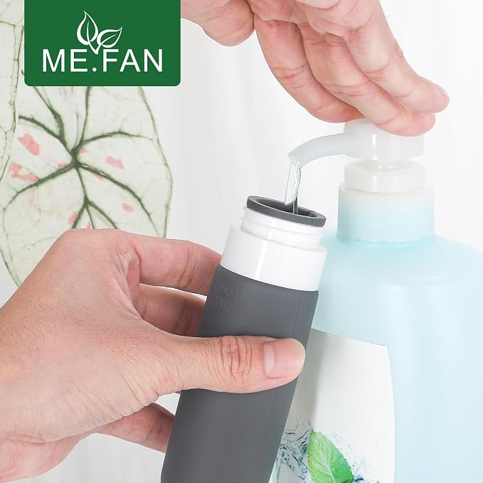 ME.FAN Travel Bottles for Toiletries,3oz Silicone Travel Size Containers, TSA Approved Squeezable Portable Split Bottle, Travel Accessories for Conditioner Shampoo Lotion - 4 Pack Desert Sage - Image 3