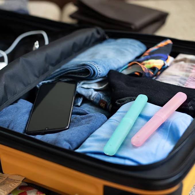 Sieral 90 Pack Travel Toothbrush Case Holder Bulk Breathable Portable Toothbrush Storage 7 Assorted Color Plastic Toothbrush Container for Home Outdoor Traveling Trip Camping, 8 x 1.2 Inch - Image 5