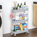 SOLEJAZZ Slim Rolling Storage Cart Skinny Bathroom Organizer, 3 Tier, Gray | Thin utility cart with wheels for bathroom, laundry room, bedside, kitchen, dorm, office, next to fridge, small narrow places by SOLEJAZZ