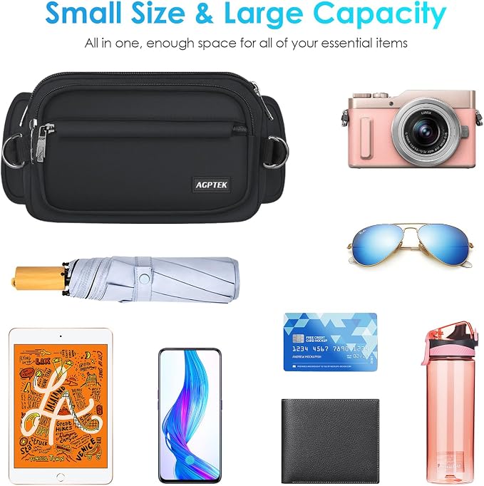 AGPTEK Fanny Pack for Women Men, RFID Large Capacity Waist Wallet Bag, Adjustable & Waterproof Bum Belt Pouch for Travel, Running, Shopping, Hiking, Dog Walking, Cycling, Climbing - Image 3