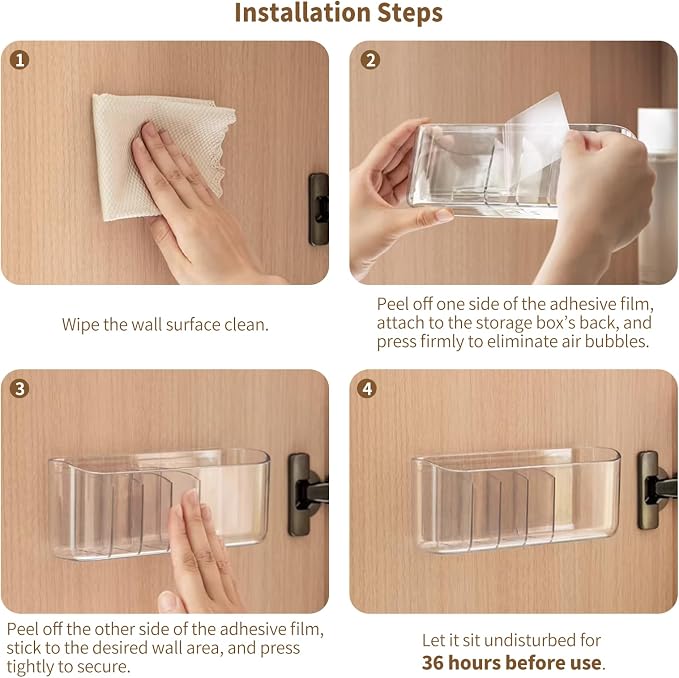 PAVSTINE 2 Pack Adhesive Medicine Cabinet Organizer, Clear Wall Mounted Makeup Storage Shelves for Bathroom Vanity, No Drilling Narrow Organizers for Door Cabinet, 5 Compartment - Image 6