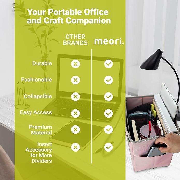 meori Office Tote Bag Carry Laptop Essentials Sturdy Bottom Stays Upright 3 Handy Pockets - Image 8