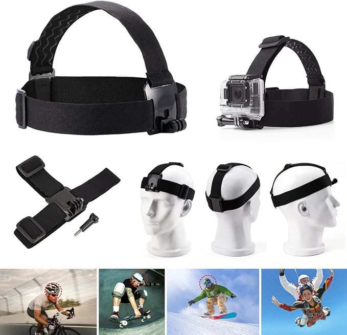 Universal Action Camera Accessories Bundle Head Chest Strap Mount/Selfie Stick/Floating Hand Grip Compatible with Dragon Touch/AKASO EK7000 Brave 4 5 6 7 LE V50X/GoPro Hero 13 12 11 10 9 8 7 - Image 3