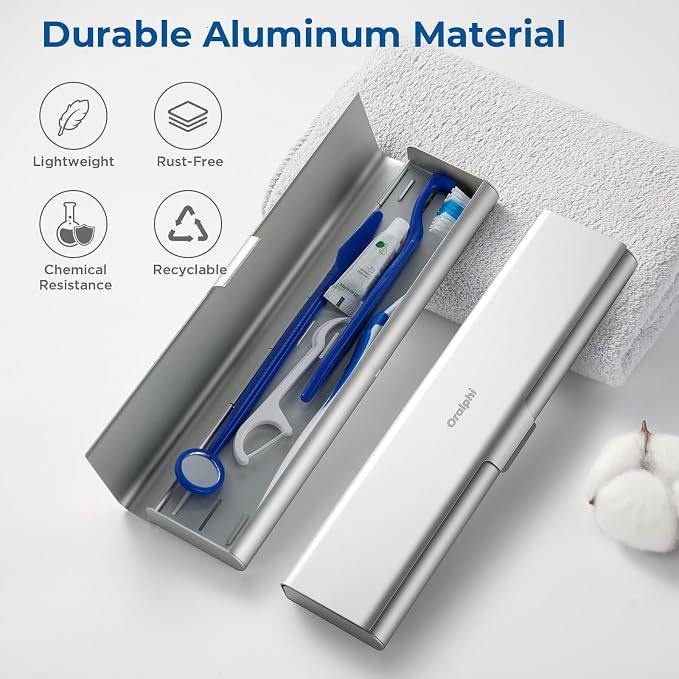Wider Aluminum Toothbrush Travel Case, Portable Travel Toothbrush Holder, Durable Manual Toothbrush Box Container for Traveling, Bathroom, Camping, Business Trip-Not for 0.85oz Toothpaste - Image 2