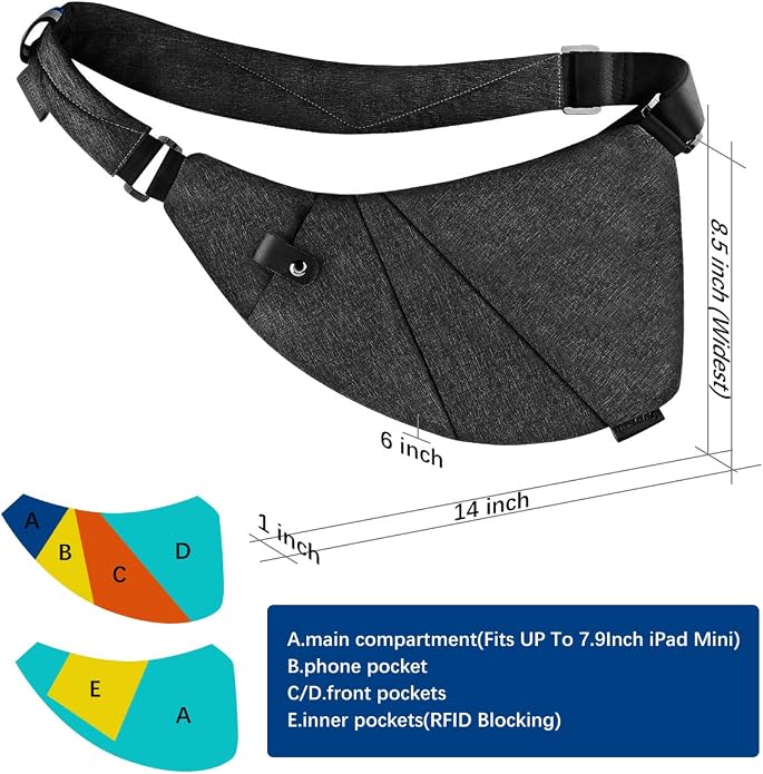 MRang Sling Crossbody Bags Trendy Travel Anti Theft Safe Purse Bags for Women Men Waterproof - Image 6