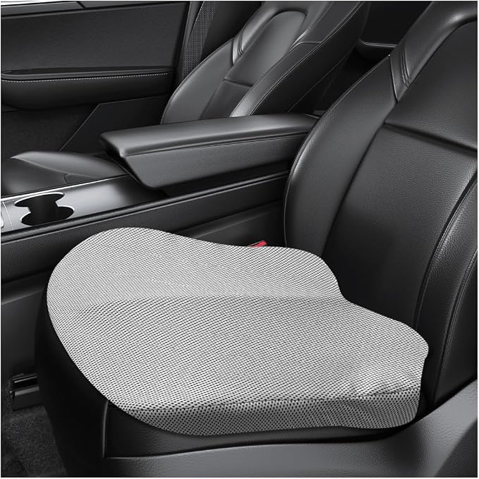 Car Seat Cushion, Comfort Memory Foam Car Cushion, Non-Slip Auto Booster Seat Cushion for Improve Driving Vision, Suitable for Vehicles Trucks SUVs Car Accessories (Gray-Style 2) by Unknown